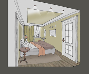 Заказать Блиц-дизайн-проект интерьеров онлайн для людей строящих свой дом, квартиру в г. Ковель . Спальня 15м2.